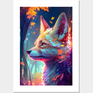 Fox Animal Portrait Painting Dark Character Spirit Posters and Art